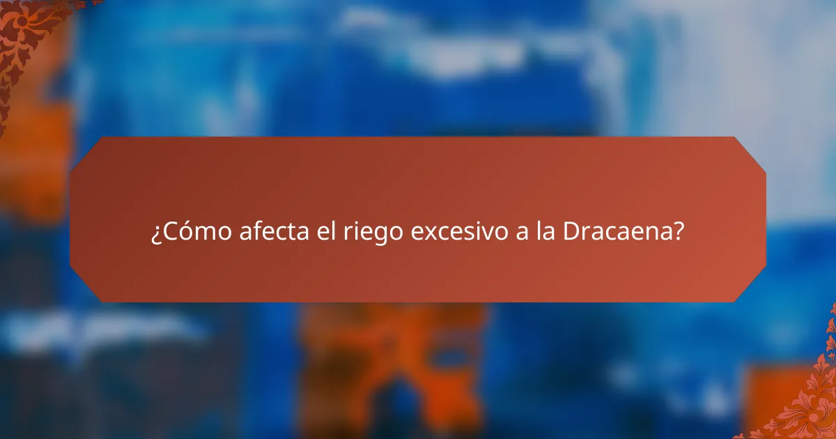 ¿Cómo afecta el riego excesivo a la Dracaena?