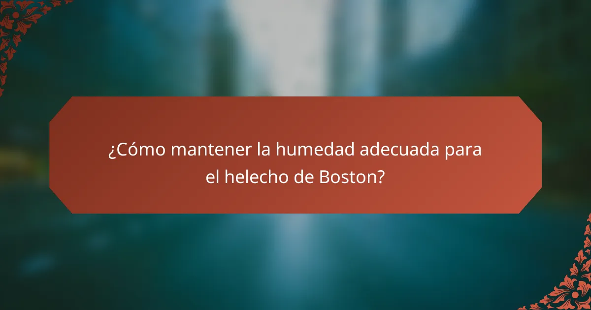 ¿Cómo mantener la humedad adecuada para el helecho de Boston?