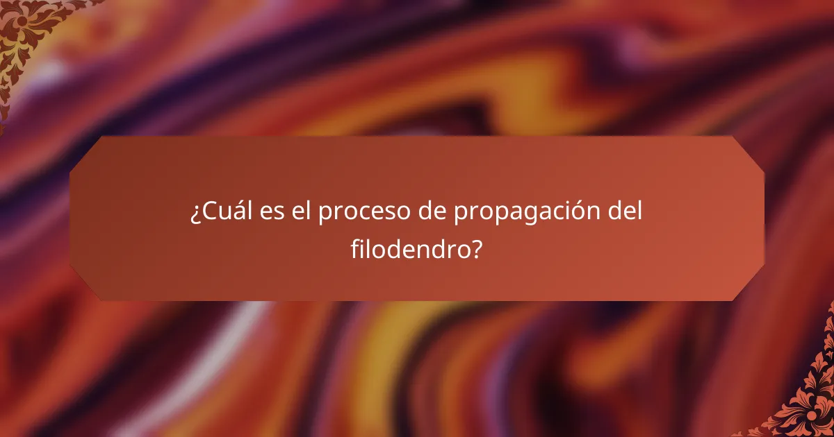 ¿Cuál es el proceso de propagación del filodendro?