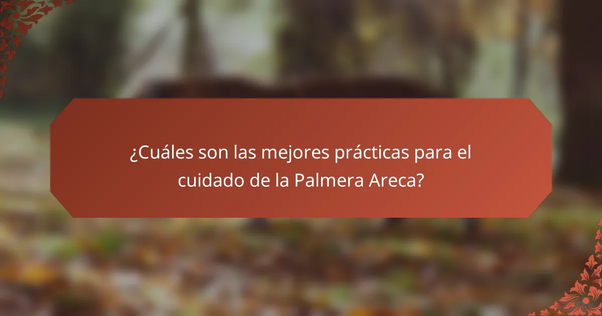 ¿Cuáles son las mejores prácticas para el cuidado de la Palmera Areca?