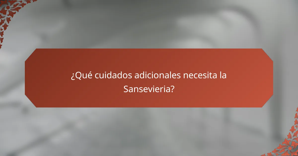 ¿Qué cuidados adicionales necesita la Sansevieria?