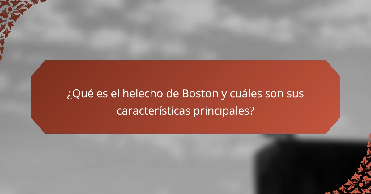 ¿Qué es el helecho de Boston y cuáles son sus características principales?