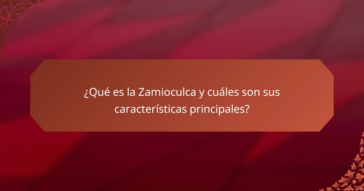 ¿Qué es la Zamioculca y cuáles son sus características principales?