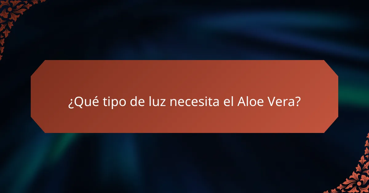 ¿Qué tipo de luz necesita el Aloe Vera?